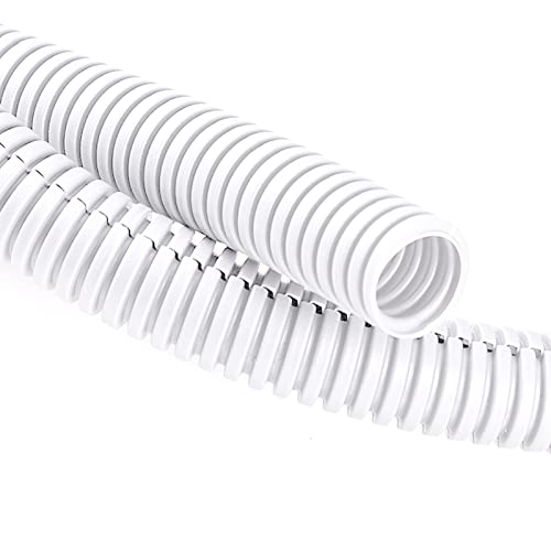 ZhiYo 20FT 3/8” Wire Loom Split Tubing Auto Wire Conduit Flexible Cover | High Temperature Heat Resistant -40F to 257F | Plastic Cover for Electrical Wires & Cables, White - Image 1