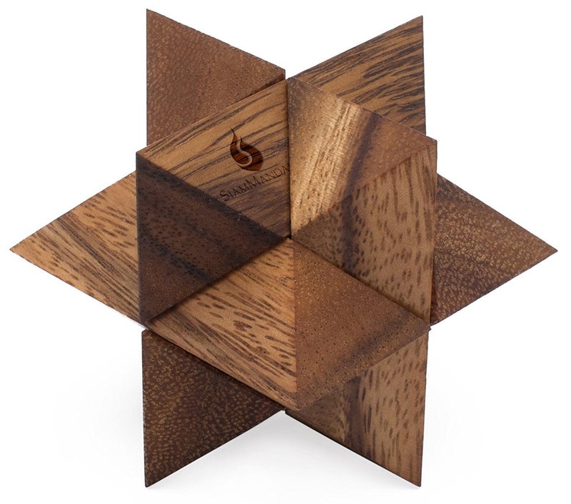 SiamMandalay Shooting Star Puzzle: 3D Brain Teaser Wooden Puzzle for Adults Classic Handheld Interlocking STEM Skill Builder Interlocking Game Educational Problem-Solving Game - Image 1