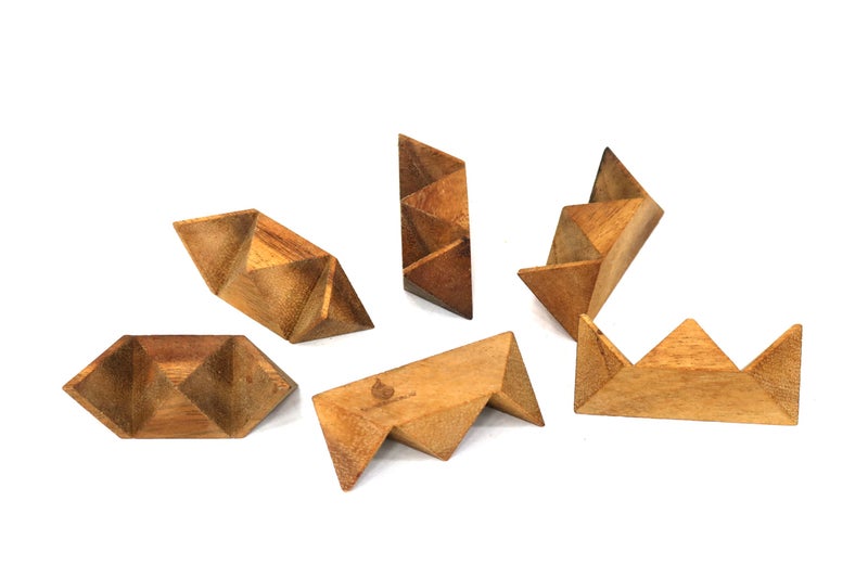 SiamMandalay Shooting Star Puzzle: 3D Brain Teaser Wooden Puzzle for Adults Classic Handheld Interlocking STEM Skill Builder Interlocking Game Educational Problem-Solving Game - Image 4