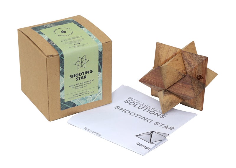 SiamMandalay Shooting Star Puzzle: 3D Brain Teaser Wooden Puzzle for Adults Classic Handheld Interlocking STEM Skill Builder Interlocking Game Educational Problem-Solving Game - Image 2