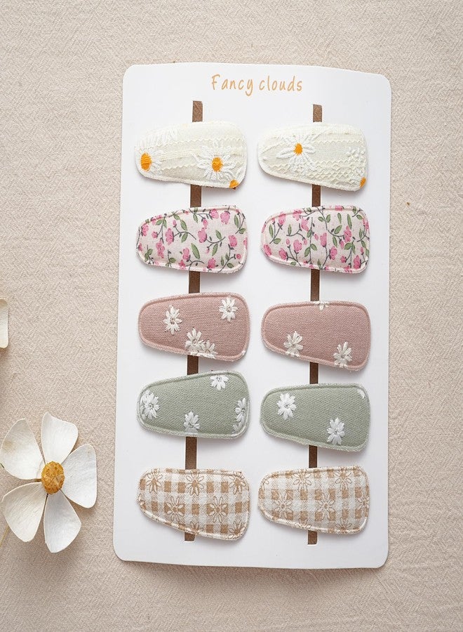 Fancy Clouds 20 Pack Baby Hair Clips for Girls Toddler,Neutral Fully Lined Fabric Snap Clips Pins With Flower print,Handmade Hair Accessories Barrettes for School Age Kids Children Women Gifts - Image 5