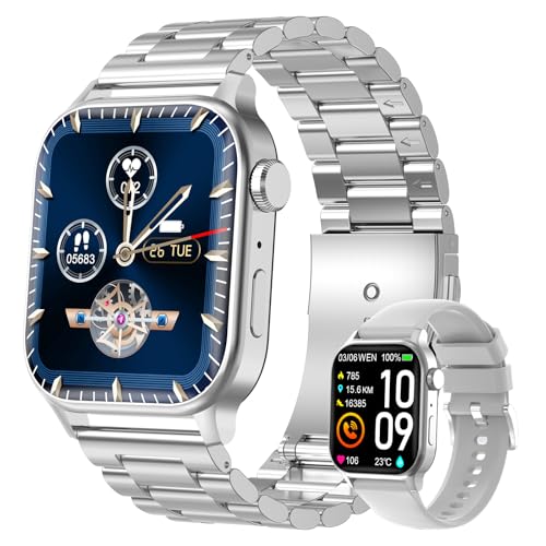 Homailida Smart Watch for Men with Answer/Make Calls, 1.85" HD Display Fitness Tracker Watch with Waterproof 100+Sports Modes Health Monitor Sleep Monitor for iOS Android ﻿ (Silver) - Image 1