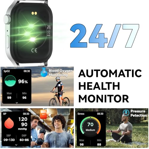 Homailida Smart Watch for Men with Answer/Make Calls, 1.85" HD Display Fitness Tracker Watch with Waterproof 100+Sports Modes Health Monitor Sleep Monitor for iOS Android ﻿ (Silver) - Image 4