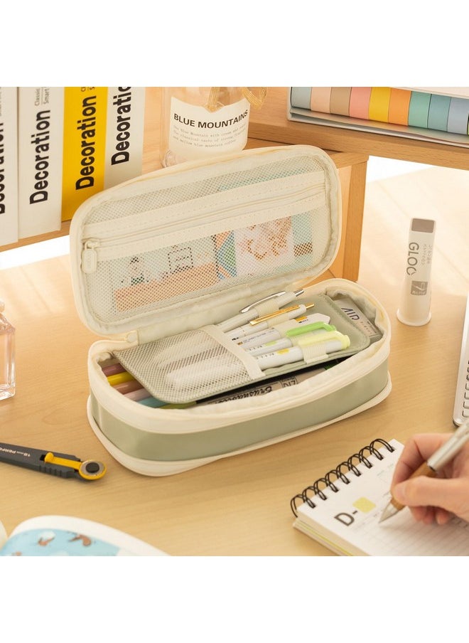 EASTHILL - EASTHILL Polyester Big Capacity Pencil Case Large Pencil Pouch Stationery Pen Bag School Items For Teen Girls-Green - Image 1