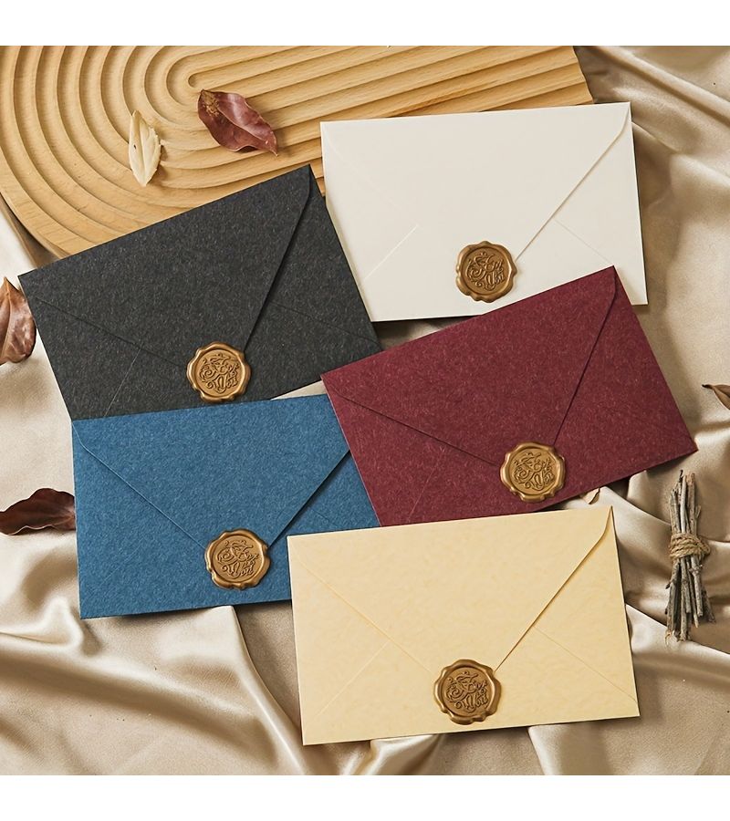 14pcs Ephedra Yellow Velvet Stationery Set With Envelopes Wax Seals - Image 1