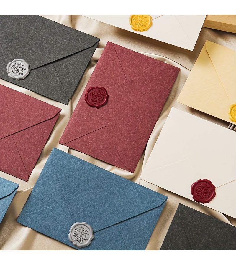 14pcs Ephedra Yellow Velvet Stationery Set With Envelopes Wax Seals - Image 2