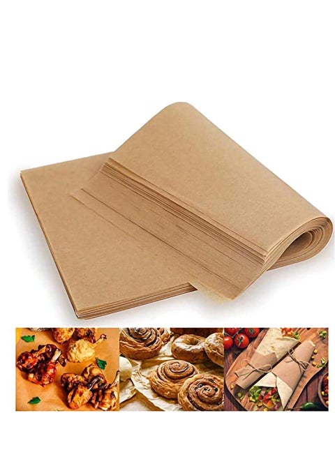 Unbleached Parchment Paper Baking Liners Sheets, 100 Pcs Precut 10x14 Inches Non-stick Wax for Cook, Grill, Steam, Pans, Air Fryers, Hamburger Patty (Brown)