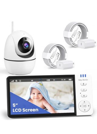 Baby Monitor-720P 5" Baby Camera Monitors, Video Baby Monitor with Camera and Audio, Night Vision, 4X Pan-18 HOURS VOX MODE, Temperature Sensor, Baby Monitor with Lullabies - pzsku/Z25D6017B09A8D896B1F7Z/45/_/1735895835/6245e5d3-34db-47e7-970b-b5f9f9aa2646