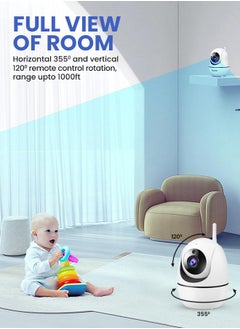 RFAQK Baby Monitor-720P 5" Baby Camera Monitors, Video Baby Monitor with Camera and Audio, Night Vision, 4X Pan-18 HOURS VOX MODE, Temperature Sensor, Baby Monitor with Lullabies  - Image 3