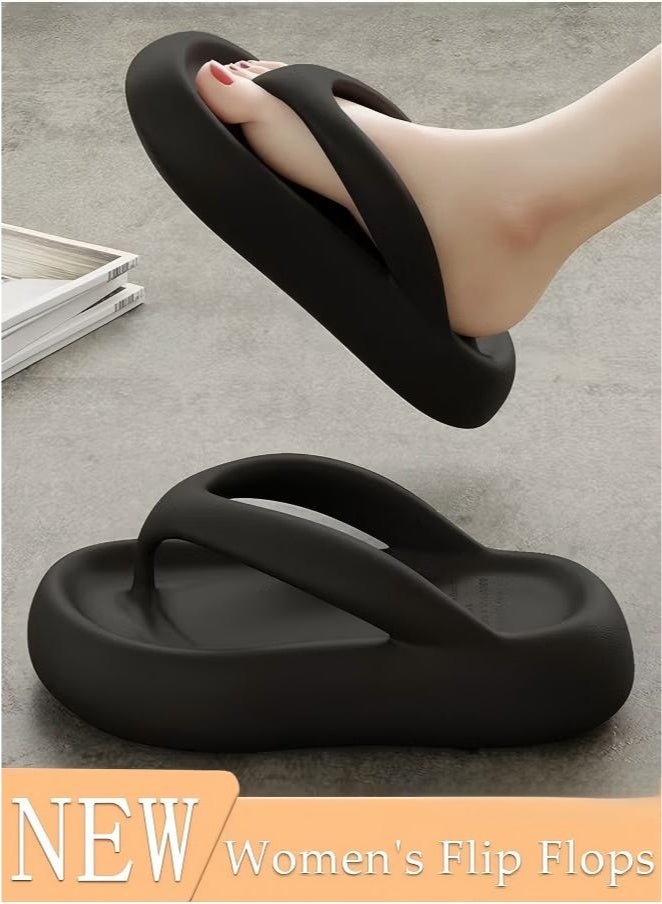 Comfortable Slippers for Women Non-slip Thick Sole Slide Sandal Open Toe Quick Drying Flip Flops House Bedroom Slippers Women's Bath Slipper House Sandals for Indoor & Outdoor - Image 1