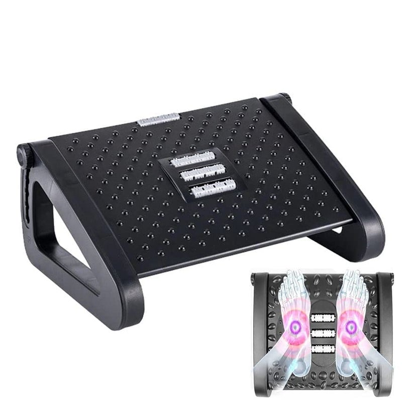 GOPAD Adjustable Foot Rest with Massage Texture and Roller 6 Height Ergonomic Foot Rest Under Table Desk for Office Chair with Massage Texture 1 Pcs - Image 1