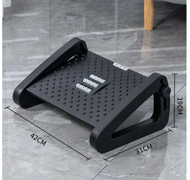 GOPAD Adjustable Foot Rest with Massage Texture and Roller 6 Height Ergonomic Foot Rest Under Table Desk for Office Chair with Massage Texture 1 Pcs - Image 2