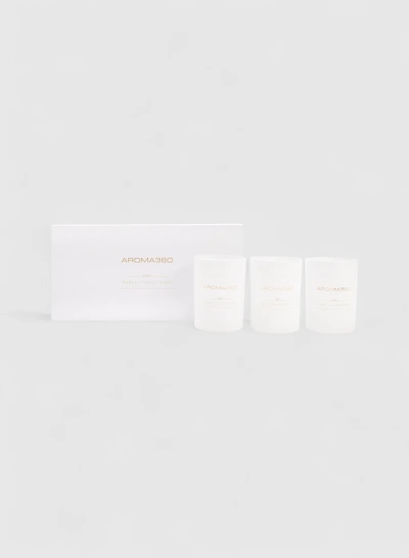 Dream On - Paris Collection Candle Trio - Scented Candles with Essential Oils - White Tea, Sweet Vanilla & Earthy Cedar - Soy Candles - 80hr Burn - Set of 3