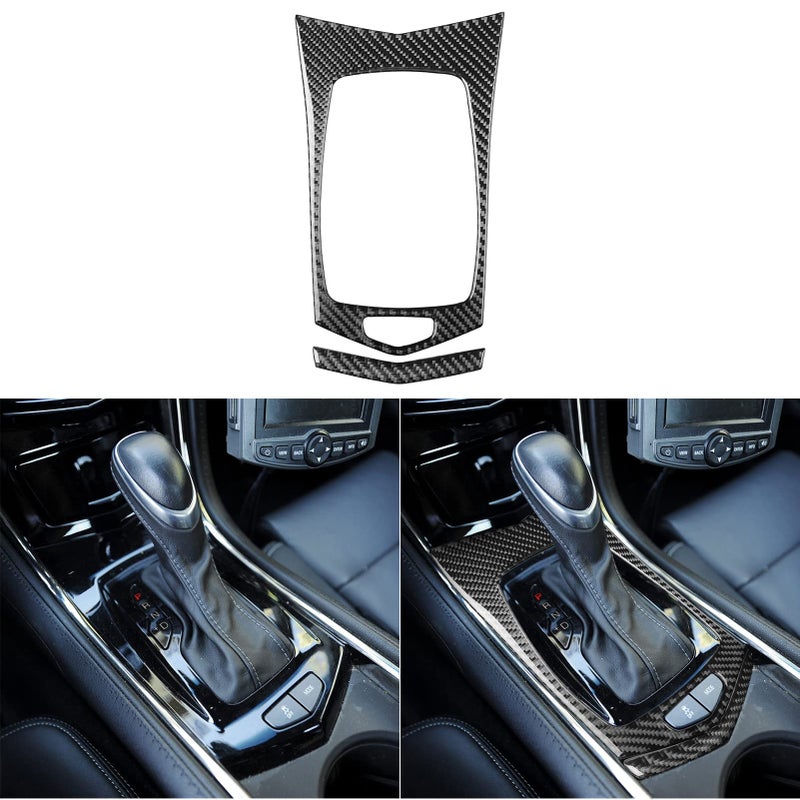 NVCNX Real Premium Carbon Fiber Car Center Console Gear Shift Panel Frame Cover Sticker Decal Interior Trim Compatible with Cadillac ATS 2013 2014 2015 2016 2017 2018 2019 Accessories Black - Image 2