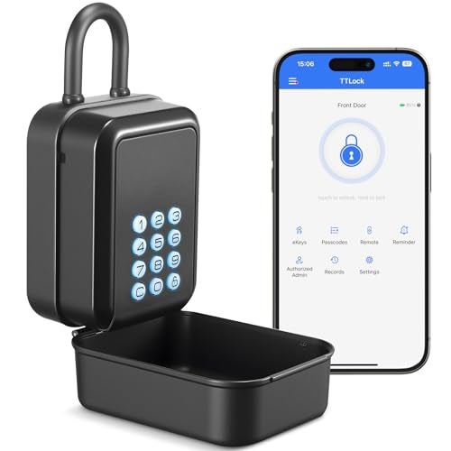 Thlevel Smart Key Lock Box Electronic Bluetooth Lock Box with APP Control & PIN Code Types,Share eKey Lock Box for Airbnb Realtor House Office with Removable Shackle - Image 1