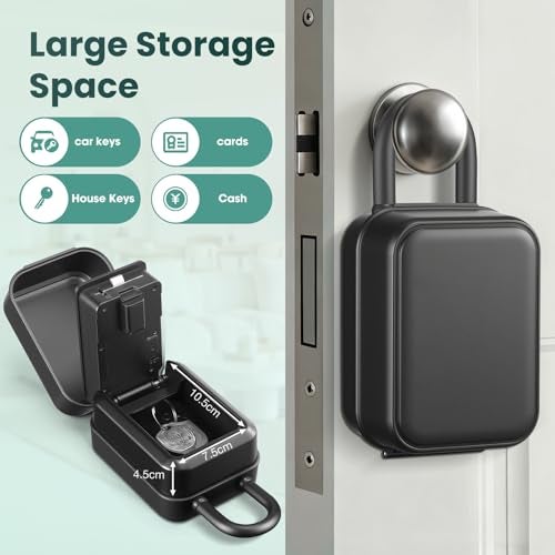 Thlevel Smart Key Lock Box Electronic Bluetooth Lock Box with APP Control & PIN Code Types,Share eKey Lock Box for Airbnb Realtor House Office with Removable Shackle - Image 2