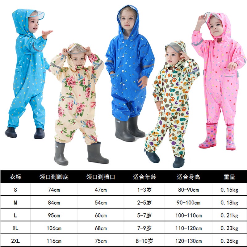 Children'S One-Piece Raincoat, Fashionable And Cute Three-Dimensional Raincoat With Hood And Reflective Baby Poncho - Image 4