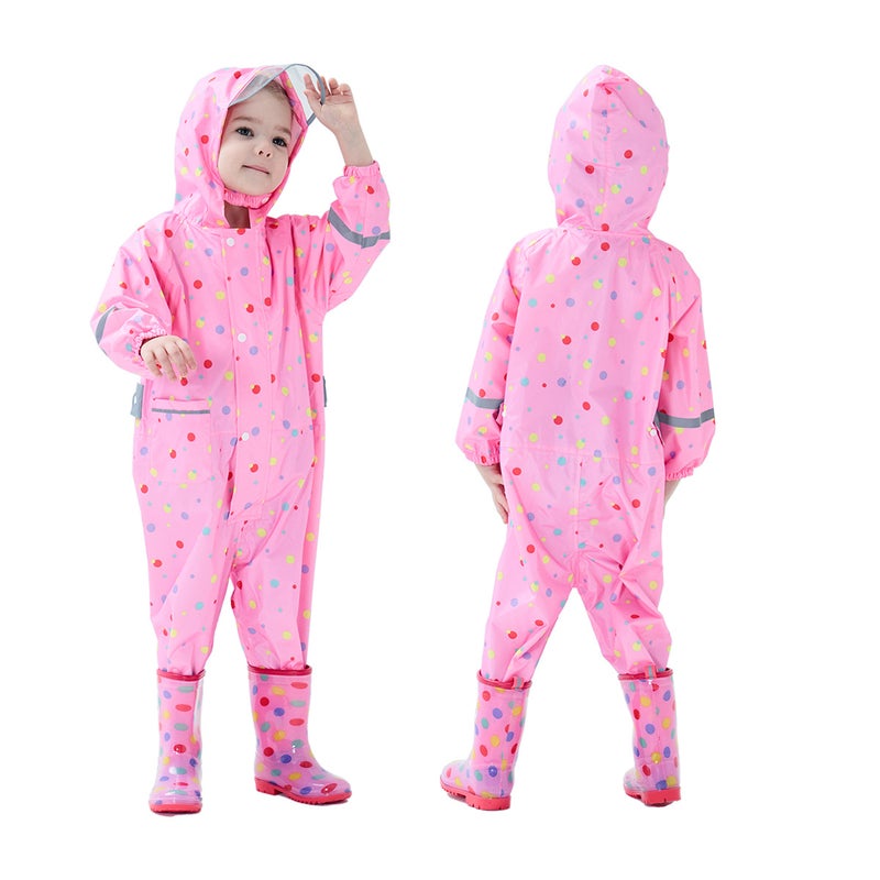 Children'S One-Piece Raincoat, Fashionable And Cute Three-Dimensional Raincoat With Hood And Reflective Baby Poncho - Image 1