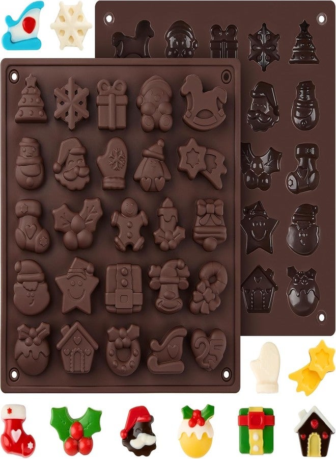 BAKING SET مجموعة أدوات الخبز: 25 قالبًا لشجرة عيد الميلاد، بابا نويل، عصا خبز الزنجبيل، قوالب حلوى من الراتنج، مكعبات ثلج، صابون، قالب سيليكون لتزيين الكيك (عبوة واحدة) - Image 1