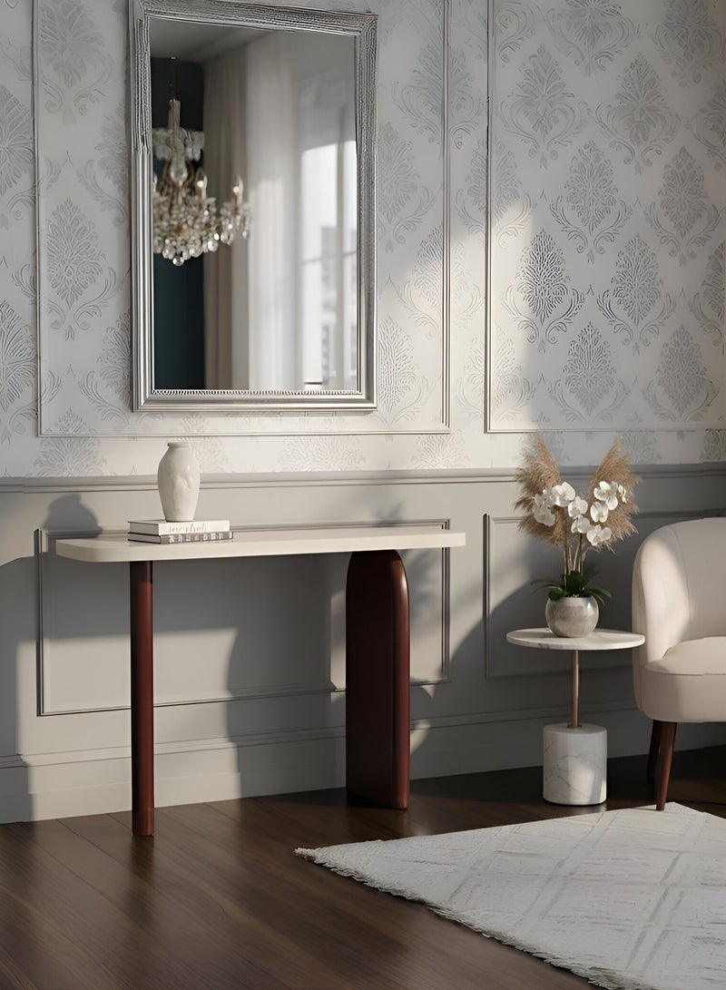 لليفانتي طاولة كونسول عصرية فاخرة، أثاث مدخل أنيق مع سطح بتأثير الرخام وقاعدة من الخشب الصلب - Image 1