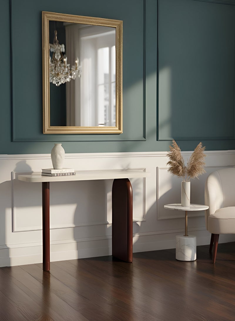 لليفانتي طاولة كونسول عصرية فاخرة، أثاث مدخل أنيق مع سطح بتأثير الرخام وقاعدة من الخشب الصلب - Image 2