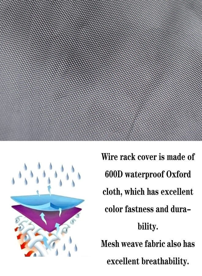 MOLLYAIR غطاء رفوف مقاوم للماء من MOLLYAIR، مصنوع من قماش 600D شديد التحمل ومقاوم للغبار، أغطية رفوف خارجية للأرفف السلكية مزودة بسحاب، مقاس 30 بوصة عرض × 14 بوصة عمق × 60 بوصة ارتفاع، يمكن استخدامه كدفيئة صغيرة، الغطاء فقط - Image 4