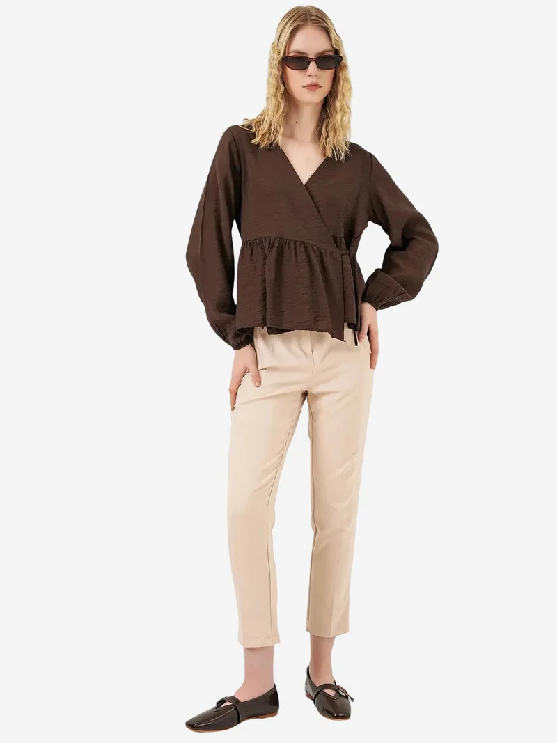 بيغ دارت BDART V-Neck Tie Detail Crepe Wrap Blouse