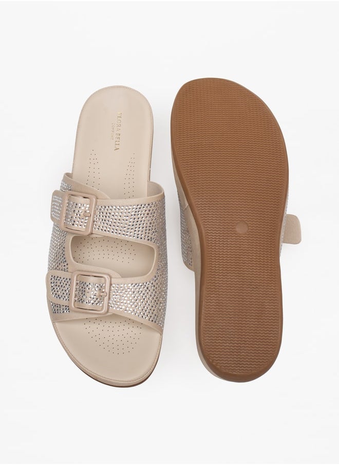 Flora Bella By Shoexpress - Women's Embellished Slides with Buckle Accent Ramadan Collection - Image 1