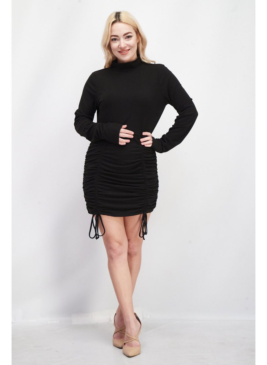 Lost + Wander - Women Textured Casual Mini Dress, Black - Image 1