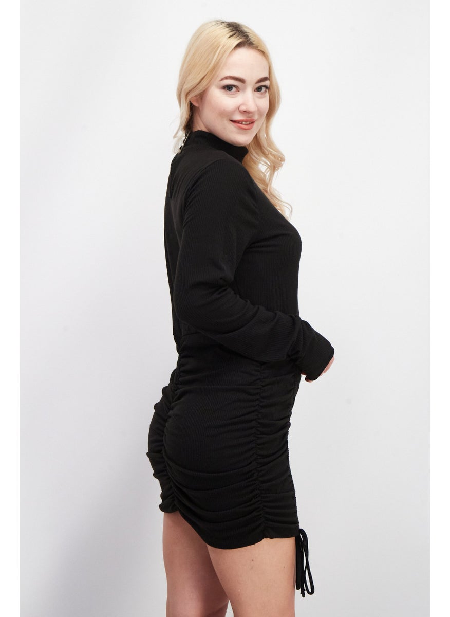 Lost + Wander - Women Textured Casual Mini Dress, Black - Image 1