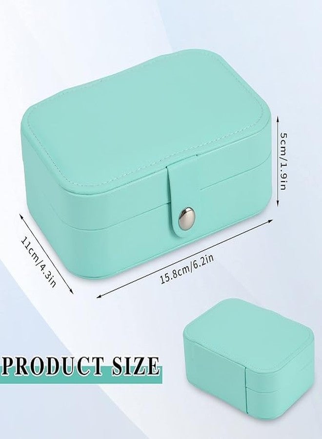 TONSYL TONSYLLeather Mini Jewelry Travel Case, Small Travel Jewelry Organizer, Safety Lock Jewelry Portable Jewelry Box Travel Mini Storage Organizer Display Storage Box For Rings Earrings (Sky Blue) - Image 2