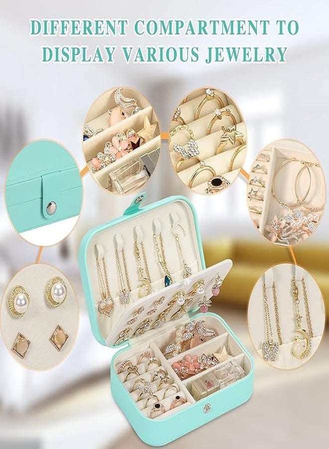 TONSYL TONSYLLeather Mini Jewelry Travel Case, Small Travel Jewelry Organizer, Safety Lock Jewelry Portable Jewelry Box Travel Mini Storage Organizer Display Storage Box For Rings Earrings (Sky Blue) - Image 5