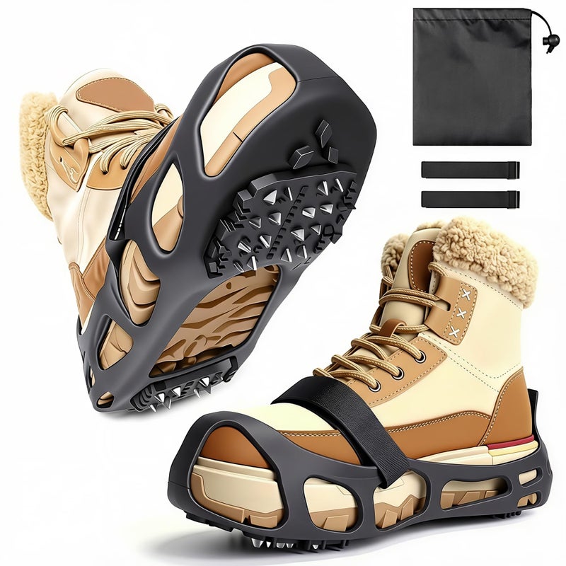 TOSELBAI Ice Cleats, Ice Cleats for Shoes and Boots, Crampons for Shoes with 24 Spikes Anti Slip Snow Shoes (Large) - Image 1