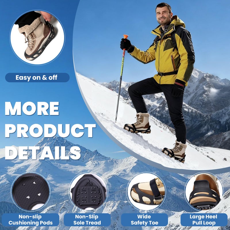 TOSELBAI Ice Cleats, Ice Cleats for Shoes and Boots, Crampons for Shoes with 24 Spikes Anti Slip Snow Shoes (Large) - Image 5