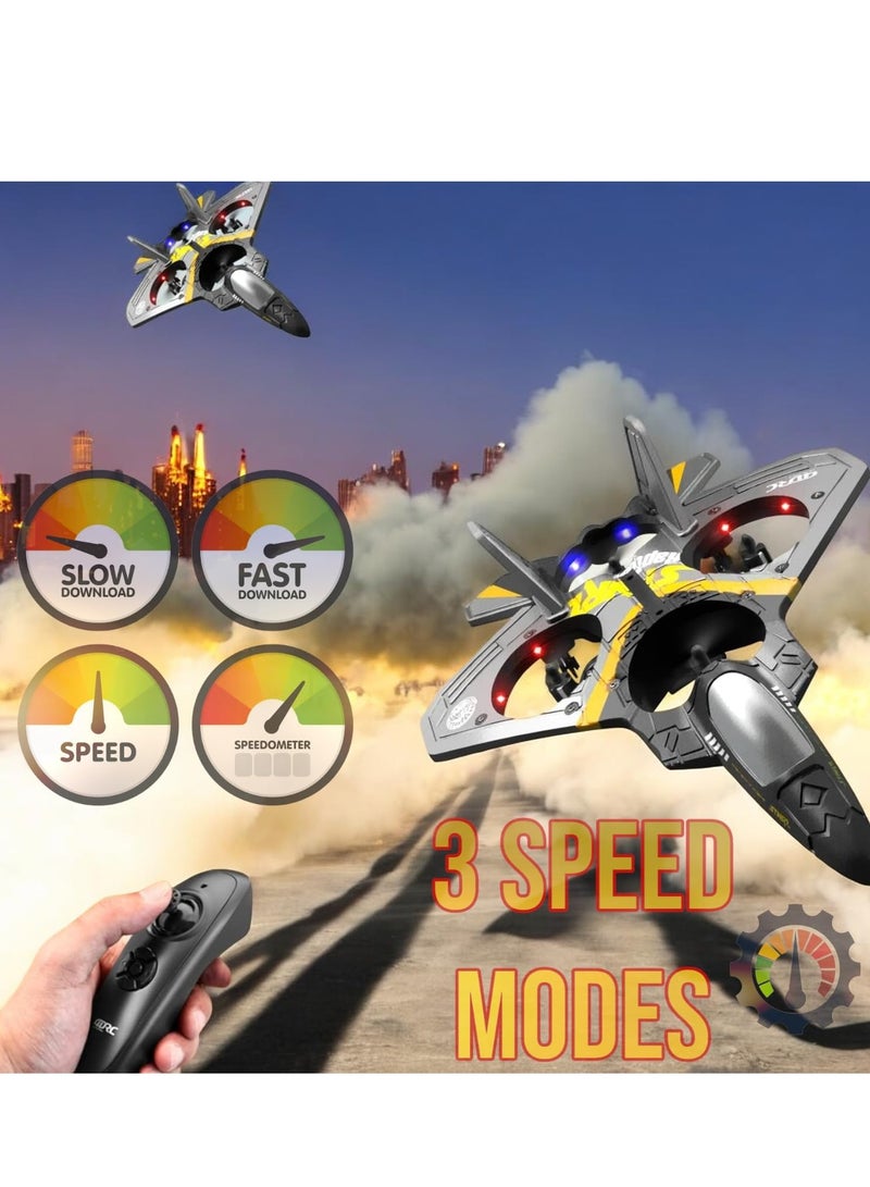 Arabest 4CH Rc Plane - Remote Control Plane for Kids and Adults - RC Fighter Jet 4 Channel, Extra 2 Rechargeable Battery LED Airplane Fighter,V17 Remote Control Plane,Low Battery Alarm, Easy to Fly Drone Gift for Boys  - Image 4