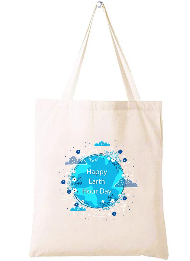 PRINTSHOP4ME Earth Hour Tote Bag-Cotton Canvas,Reusable-Perfect For School,Travel And Birthday Gift-Eco-Friendly Canvas Cotton Tote Bag For Women-Earth Day Gift  - Image 1