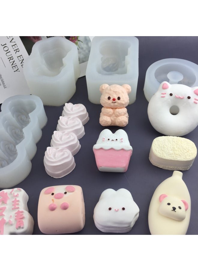 Cartoon Kitten Rabbit Milk Brick West Highland Bear Rice Ball Cat Claw Pinch Silicone Mold DIY Handmade Plaster Mold-Specifications:Large Full Body West Heights Mould - Image 2