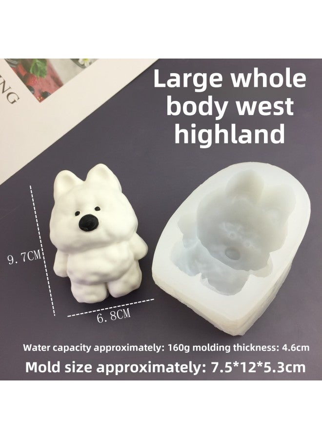 Cartoon Kitten Rabbit Milk Brick West Highland Bear Rice Ball Cat Claw Pinch Silicone Mold DIY Handmade Plaster Mold-Specifications:Large Full Body West Heights Mould - Image 1