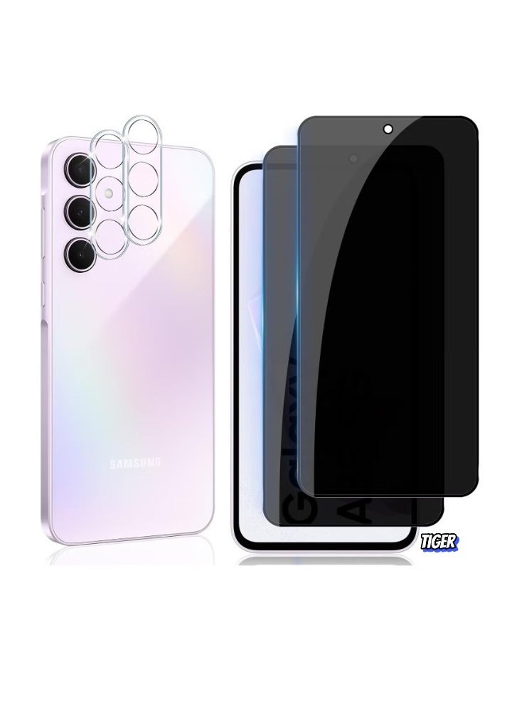 JAJEEK Privacy Screen for Samsung Galaxy A35 5G – Tempered Glass, Pack of 2 Privacy Screen Protectors & 2 Camera Lens Protectors, 9H Hardness, Anti-Spy, Anti-Scratch Protection - Image 1