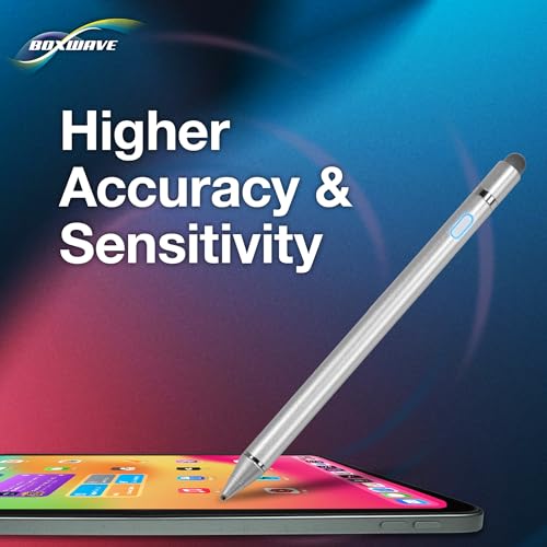 BoxWave Stylus Pen Compatible with Pax A80 - AccuPoint Active Stylus, Electronic Stylus with Ultra Fine Tip - Metallic Silver - Image 3