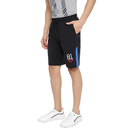 Van Heusen Athleisure Men Knit Shorts - Cotton Rich - Smart Tech, Easy Stain Release, Anti Stat, Ultra Soft, Moisture Wicking, Black (Medium) - Image 2