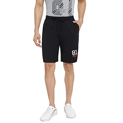 Van Heusen Athleisure Men Knit Shorts - Cotton Rich - Smart Tech, Easy Stain Release, Anti Stat, Ultra Soft, Moisture Wicking, Black (Medium) - Image 1