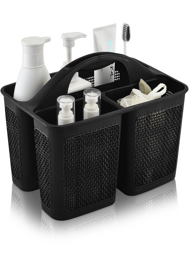 NINU Plastic Black Shower Caddy Basket, Divided Cleaning Portable Shower Basket with Handle Compartments Storage Organizer for Bathroom, College, Kitchen, Dorm Room Essentials - Image 1