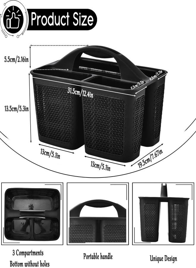 NINU Plastic Black Shower Caddy Basket, Divided Cleaning Portable Shower Basket with Handle Compartments Storage Organizer for Bathroom, College, Kitchen, Dorm Room Essentials - Image 2