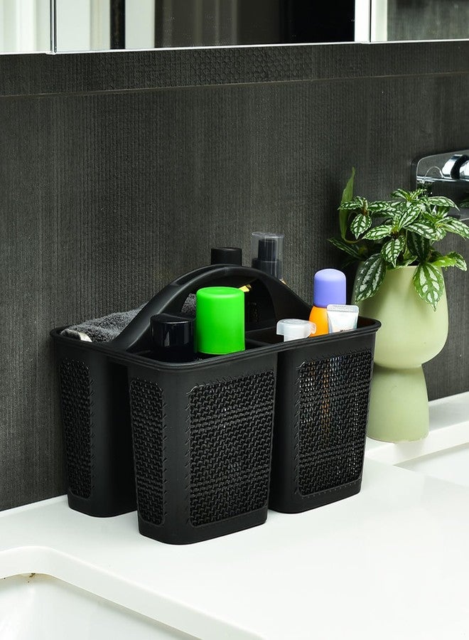 NINU Plastic Black Shower Caddy Basket, Divided Cleaning Portable Shower Basket with Handle Compartments Storage Organizer for Bathroom, College, Kitchen, Dorm Room Essentials - Image 4