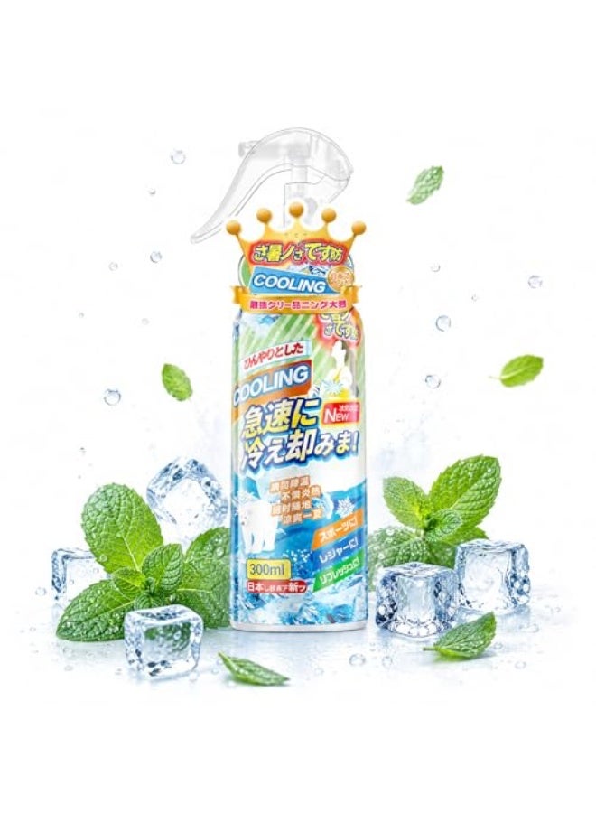 300ml Mint Cooling Spray, Face & Body Spray, Summer Heat Relief Mist for Skin, Portable Anti-Heatstroke Cooling S-pray, Portable Deodorizing Body S-pray for Outdoor, Sports, Hot Weather - Image 1