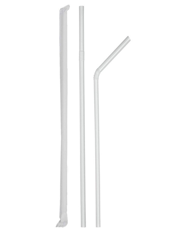 Comfy Package Individually Wrapped Disposable Plastic Flexible Drinking Straws - BPA Free - White [380 Pack] - Image 2