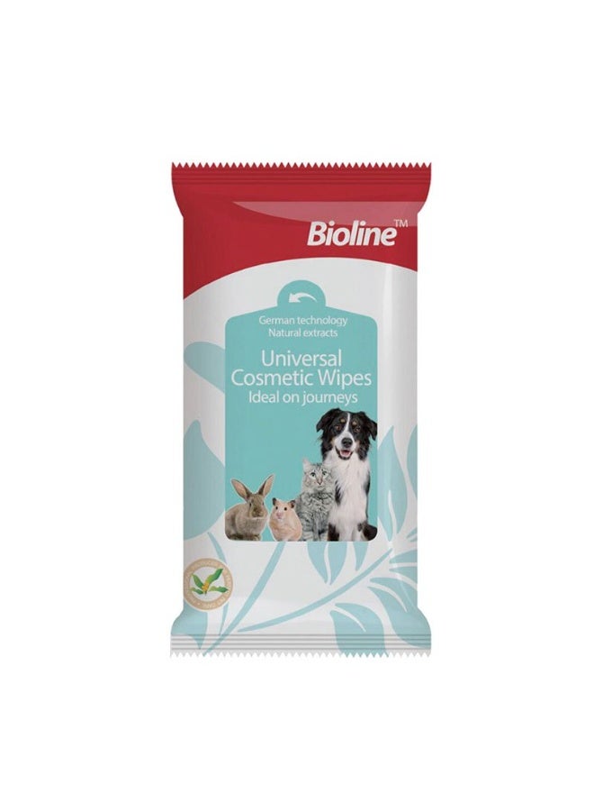 Bioline Universal Cosmetic Wipes for Dogs & Cats, Gentle Pet Cleaning Wipes, 10 Pieces - Image 1