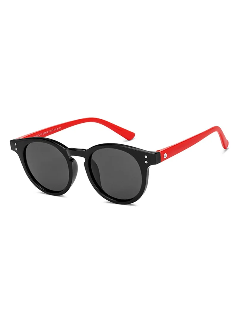هوبر Hooper By Lenskart | Black Red Grey Full Rim Round Latest and Stylish Kids Sunglasses | Polarized and 100% UV Protected | For Boys & Girls (Age 8-12 yrs) | HP S15813L