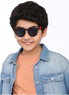 Hooper Hooper By Lenskart | Black Red Grey Full Rim Round Latest and Stylish Kids Sunglasses | Polarized and 100% UV Protected | For Boys & Girls (Age 8-12 yrs) | HP S15813L  - Image 3